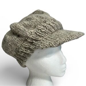 Ganesh Knit Wool Newsboy Cap - Beige/Tan - Fleece Lined